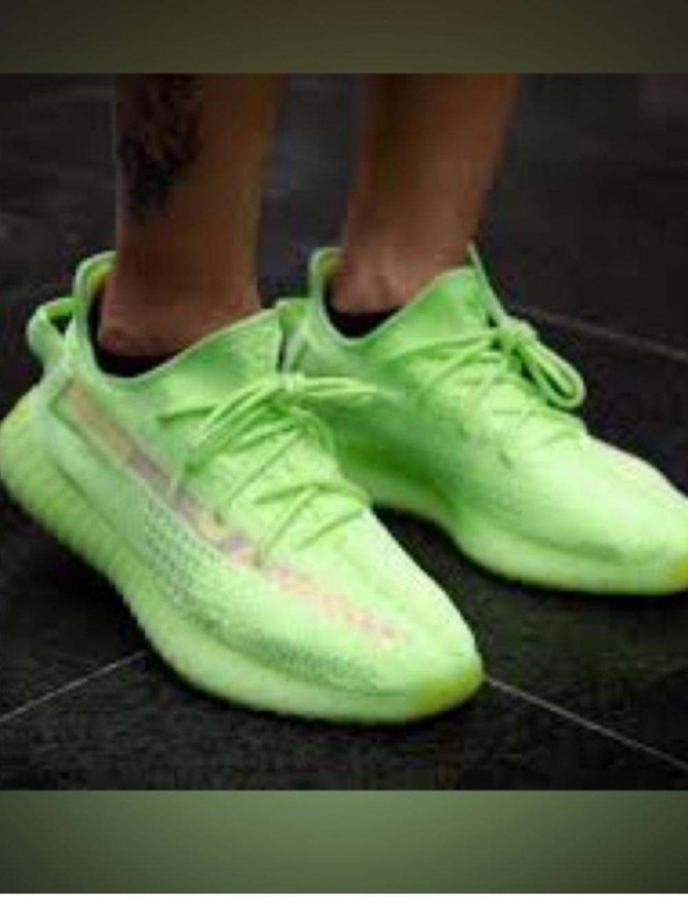 Yeezy Neon Green Knit Low-Top Sneakers